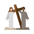 simon help jesus carry croos- via crucis shadow