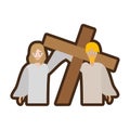 simon help jesus carry cross line Royalty Free Stock Photo