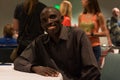 Simon Njoroge , kenyan marathon runner attends a press conference