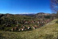 Simon village and Piatra Craiului mountains Royalty Free Stock Photo