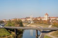 Simonas Daukantas pedestrian bridge to Nemunas Island in Kaunas Royalty Free Stock Photo