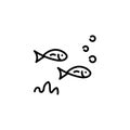 Simple fish . Hand drawn line icon . Outline of a fish concept isolated on a white background. Marine element , seafood. Vector Royalty Free Stock Photo