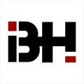 Simple BH, BHI initials line art calligraphy logo