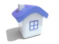 Simple 3D house with blue roof Royalty Free Stock Photo