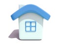 Simple 3D house with blue roof Royalty Free Stock Photo