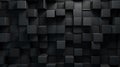 Simple abstract black 3d background consisting of cubes and rectangles of different heights, hyper realistic, photorealistic,