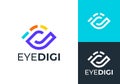 simple abstract eye logo design. digital vision connection vector concept Royalty Free Stock Photo
