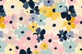 Simple, abstract flower shapes in soft pastel colors arranged in a minimalist pattern Royalty Free Stock Photo