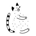 Simple abstract hungry cat doodle illustration. Fat animal clipart. Royalty Free Stock Photo