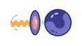 A simple abstract icon of two objects connected by a data wave. vector design Generative AI Royalty Free Stock Photo