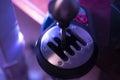 a simple abstract manual stick shift of a car gear box, auto eight speed shift, in the dark Royalty Free Stock Photo