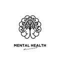 Simple abstract Mental health vector illustration logo icon design with brain and leaf tree Royalty Free Stock Photo