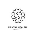 Simple abstract Mental health vector illustration logo icon design with puzzle