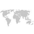 Simple abstract pixelated black and white world map icon