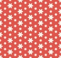 Simple abstract red and white floral seamless pattern. Vector geometric texture Royalty Free Stock Photo