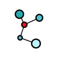 A simple abstract scientific chemical diagram of the structure of a molecule with atoms and molecular bonds of valencies, icon