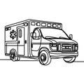 A simple, abstract sketch of an ambulance against a plain white backdrop. Royalty Free Stock Photo