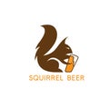 Simple abstract squirrel with beer glass vector design