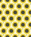 Simple abstract sunflower pattern. Doodle seamless background. Cute wallpaper.