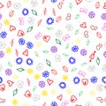 simple abstract vector pattern hearts, cats, flowers doodle background