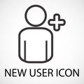 Simple add new user icon, vector Royalty Free Stock Photo