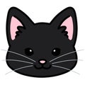 Simple and adorable black cat face outlined Royalty Free Stock Photo