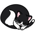 Simple and adorable black and white cat sleeping outlined Royalty Free Stock Photo