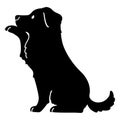 Simple and adorable Border Collie silhouette sitting in side view with details