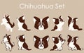 Simple and adorable Chihuahua illustrations set