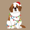 Simple and adorable Christmas illustration of Saint Bernard sitting Royalty Free Stock Photo