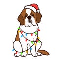Simple and adorable Christmas illustration of Saint Bernard sitting outlined Royalty Free Stock Photo