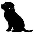 Simple and adorable French Mastiff Silhouette sitting in side view with details