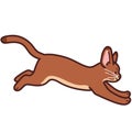 Simple and adorable illustration of Abyssinian cat running in side view outlined Royalty Free Stock Photo