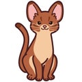 Simple and adorable illustration of Abyssinian cat sitting in front view outlined Royalty Free Stock Photo