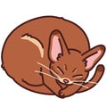 Simple and adorable illustration of Abyssinian cat sleeping outlined Royalty Free Stock Photo