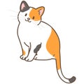 Simple and adorable illustration of calico cat sitting