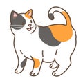 Simple and adorable illustration of happy calico cat talking Royalty Free Stock Photo