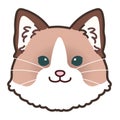 Simple and adorable illustration of ragdoll cat face