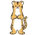 Simple and adorable illustration of a tiger standing