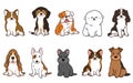 Simple and adorable illustrations of friendly medium sized dogs outlined