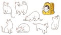 Simple and adorable illustrations of White Cat outlined