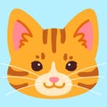 Simple and adorable Orange Tabby cat face flat colored