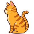 Simple and adorable Orange Tabby cat sitting in side view outlined