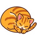 Simple and adorable Orange Tabby cat sleeping outlined Royalty Free Stock Photo