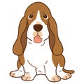 Simple and adorable outlined illustration of Basset Hound sitting in front view Royalty Free Stock Photo