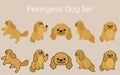 Simple and adorable Pekingese Dog illustrations set