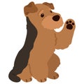 Simple and adorable Welsh Terrier illustration Waving Hand flat colored