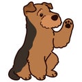 Simple and adorable Welsh Terrier illustration Waving Hand