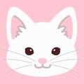 Simple and adorable white cat face flat colored Royalty Free Stock Photo