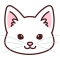 Simple and adorable white cat face outlined Royalty Free Stock Photo